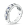 Thumbnail Image 2 of Vera Wang Love Collection Men’s Sideways Baguette-Cut Blue Sapphire Band in 14K White Gold