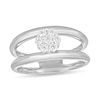 Thumbnail Image 1 of 1/4 CT. T.W. Multi-Diamond Floral Orbit Open Shank Ring in 14K White Gold