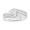Thumbnail Image 1 of 1/2 CT. T.W. Diamond Three Stone Bypass Bridal Set in 14K White Gold (H-I/I1-I2)
