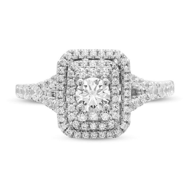Main Image 3 of 1 CT. T.W. Diamond Octagon Double Frame Engagement Ring in 14K White Gold (H-I/I1-I2)
