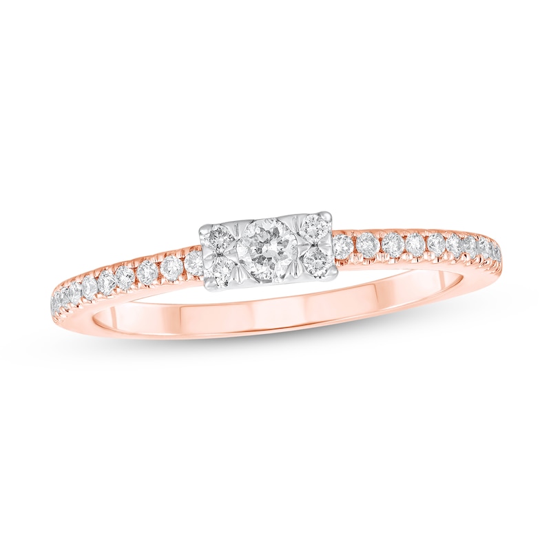 Main Image 1 of 1/4 CT. T.W. Rectangle Multi-Diamond Band in 14K Rose Gold (H-I/I1-I2)
