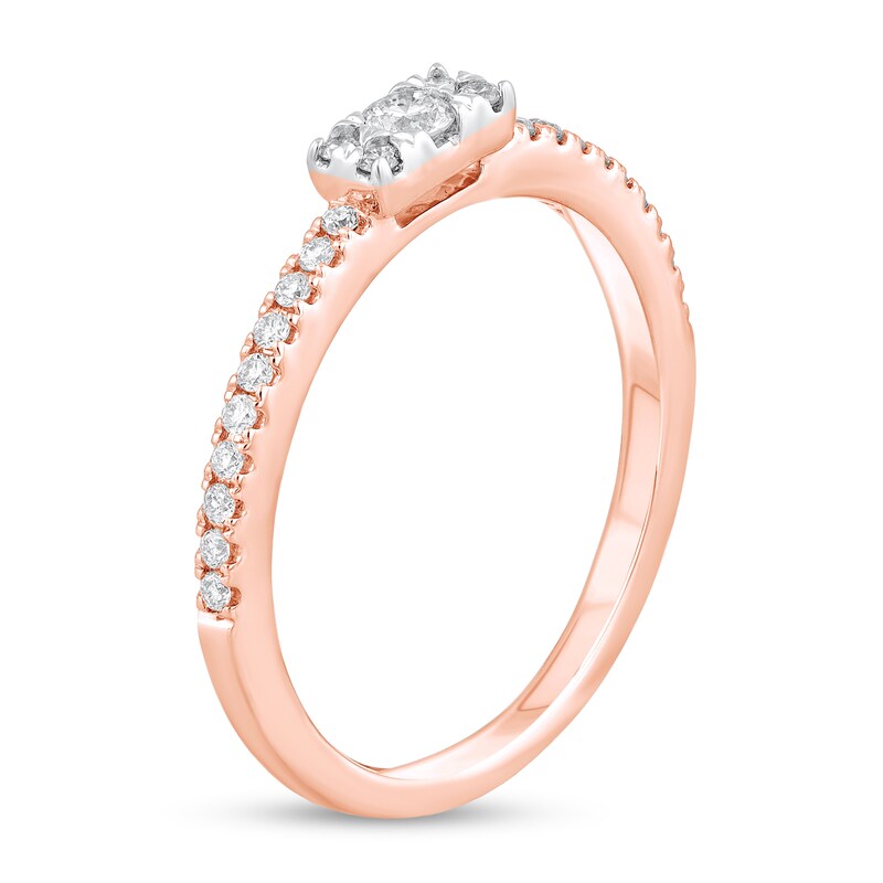 Main Image 2 of 1/4 CT. T.W. Rectangle Multi-Diamond Band in 14K Rose Gold (H-I/I1-I2)
