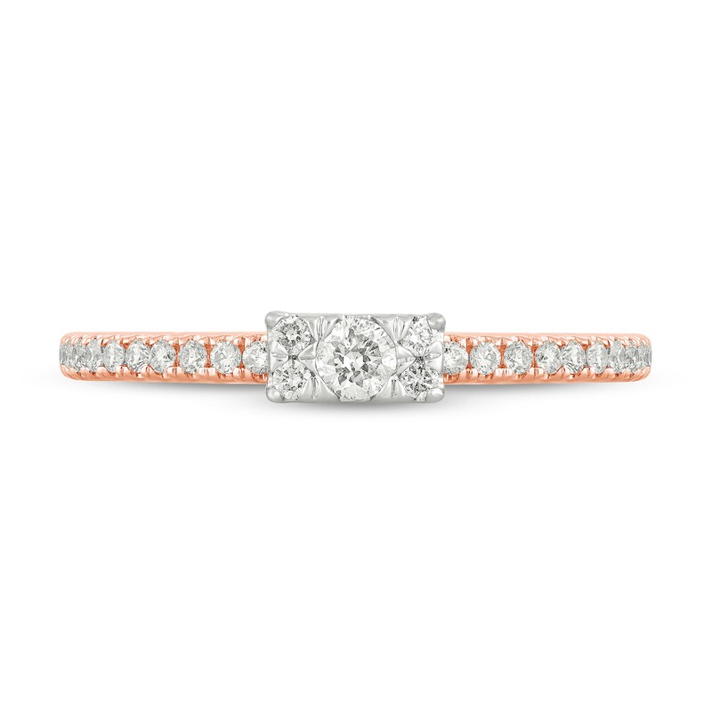 Main Image 3 of 1/4 CT. T.W. Rectangle Multi-Diamond Band in 14K Rose Gold (H-I/I1-I2)