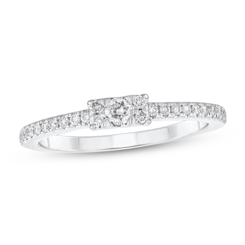Main Image 1 of 1/4 CT. T.W. Rectangle Multi-Diamond Band in 14K White Gold (H-I/I1-I2)