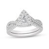 Thumbnail Image 1 of 3/4 CT. T.W. Pear-Shaped Diamond Frame Twist Shank Bridal Set in 14K White Gold (I/SI2)