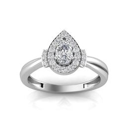 1/2 CT. T.W. Pear-Shaped Diamond Frame with Collar Engagement Ring in 14K White Gold