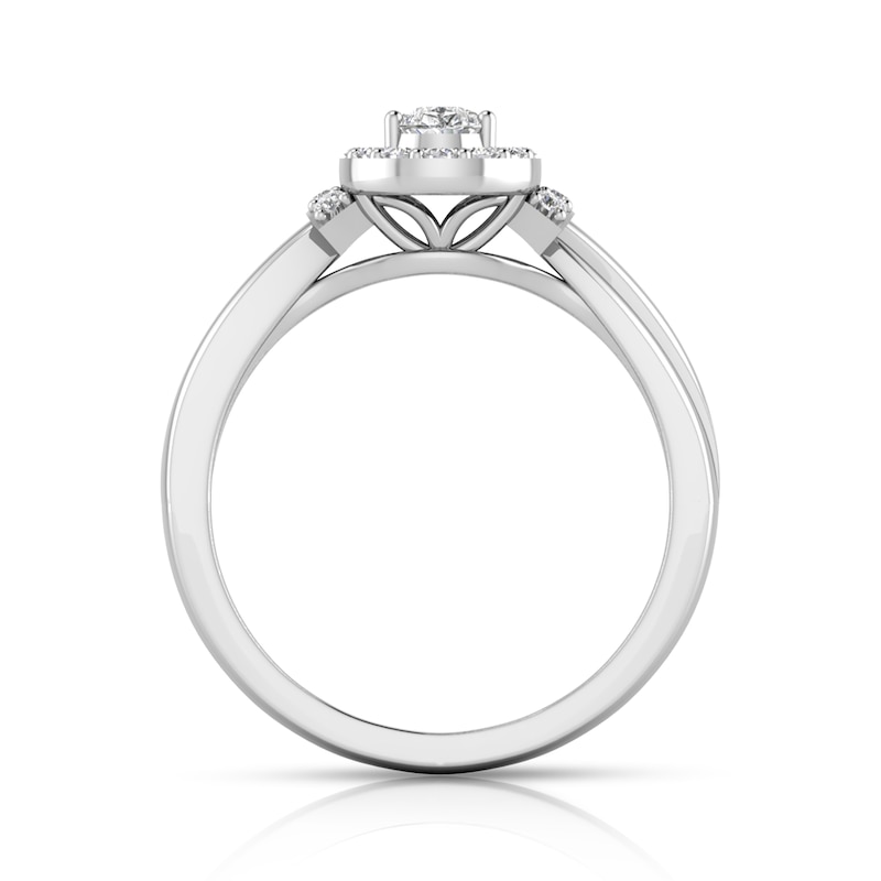Main Image 2 of 1/2 CT. T.W. Pear-Shaped Diamond Frame with Collar Engagement Ring in 14K White Gold