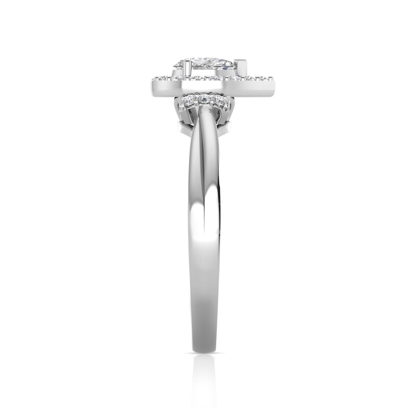Main Image 3 of 1/2 CT. T.W. Pear-Shaped Diamond Frame with Collar Engagement Ring in 14K White Gold