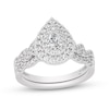 Thumbnail Image 1 of 3/4 CT. T.W. Pear-Shaped Diamond Double Frame Twist Shank Bridal Set in 14K White Gold (I/SI2)