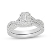 Thumbnail Image 1 of 3/4 CT. T.W. Emerald-Cut Diamond Frame Twist Shank Bridal Set in 14K White Gold (I/SI2)