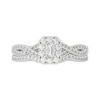 Thumbnail Image 3 of 3/4 CT. T.W. Emerald-Cut Diamond Frame Twist Shank Bridal Set in 14K White Gold (I/SI2)