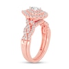 Thumbnail Image 2 of 3/4 CT. T.W. Pear-Shaped Diamond Double Frame Twist Shank Bridal Set in 14K Rose Gold (I/SI2)