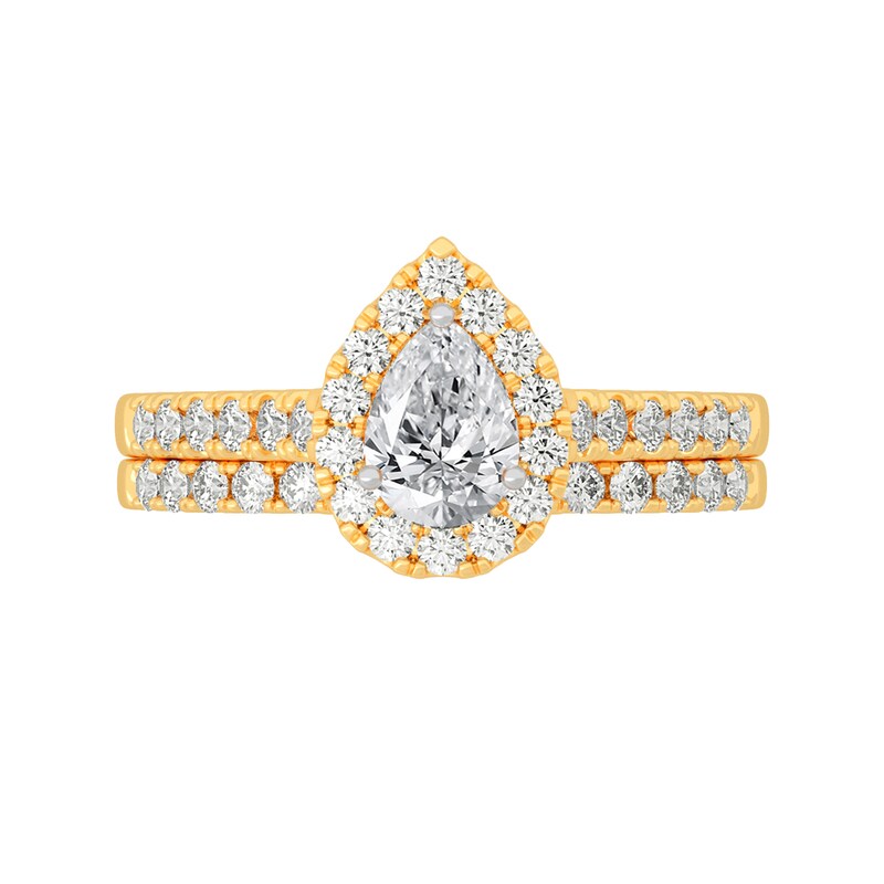 Main Image 3 of 1 CT. T.W. Pear-Shaped Diamond Frame Bridal Set in 14K Gold (I/SI2)
