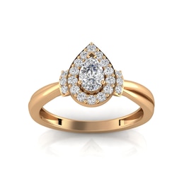 1/2 CT. T.W. Pear-Shaped Diamond Frame with Collar Engagement Ring in 14K Rose Gold