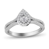 Thumbnail Image 1 of 1/2 CT. T.W. Pear-Shaped Diamond Frame Wavy Split Shank Engagement Ring in 14K White Gold