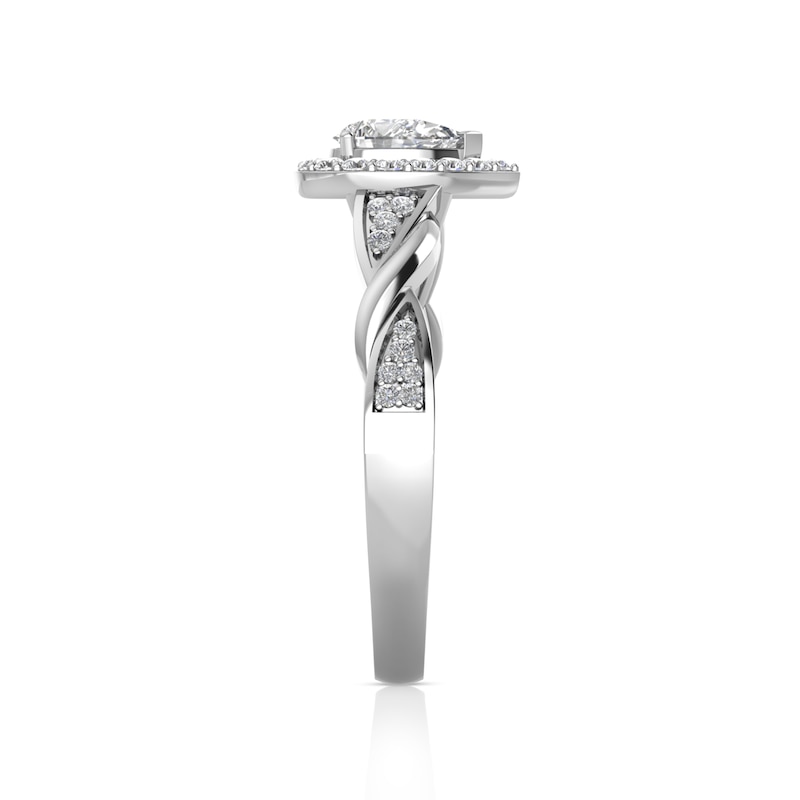 Main Image 3 of 1/2 CT. T.W. Pear-Shaped Diamond Frame Polished Braid Engagement Ring in 14K White Gold