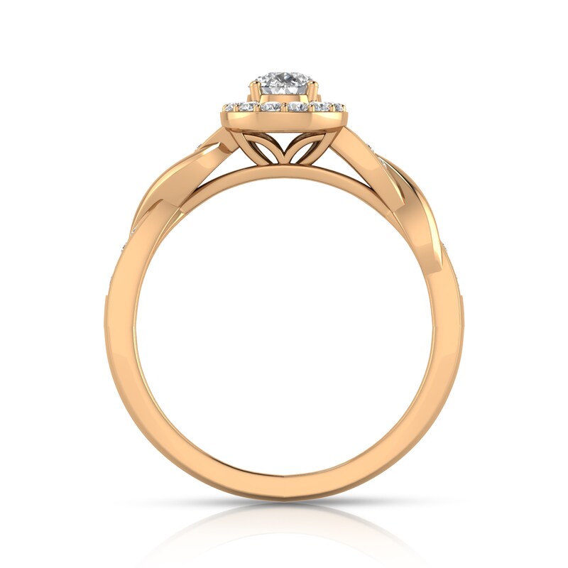 Main Image 2 of 1/2 CT. T.W. Pear-Shaped Diamond Frame Polished Braid Engagement Ring in 14K Rose Gold
