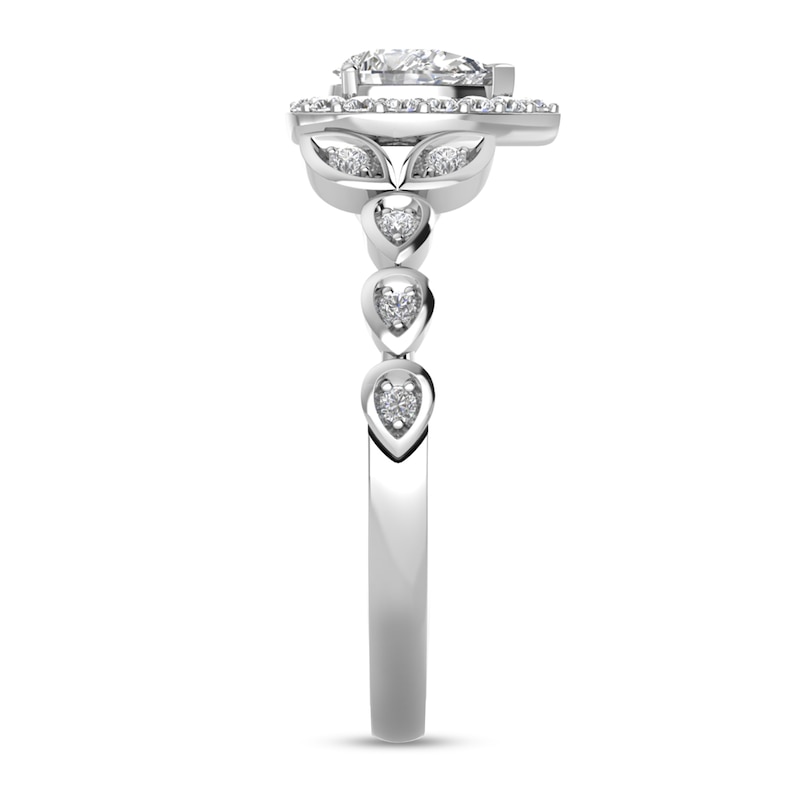 Main Image 2 of 1/2 CT. T.W. Pear-Shaped Diamond Frame Vine Shank Engagement Ring in 14K White Gold