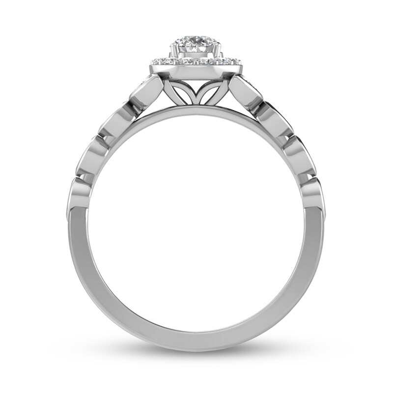 Main Image 3 of 1/2 CT. T.W. Pear-Shaped Diamond Frame Vine Shank Engagement Ring in 14K White Gold
