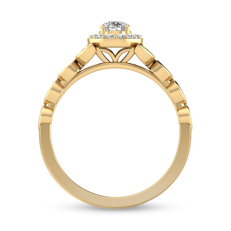 Main Image 3 of 1/2 CT. T.W. Pear-Shaped Diamond Frame Vine Shank Engagement Ring in 14K Gold