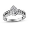 Thumbnail Image 1 of 1/2 CT. T.W. Pear-Shaped Diamond Cascading Vintage-Style Double Row Engagement Ring in 14K White Gold