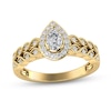 Thumbnail Image 1 of 1/2 CT. T.W. Pear-Shaped Diamond Cascading Vintage-Style Double Row Engagement Ring in 14K Gold