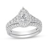 Thumbnail Image 0 of 1-1/2 CT. T.W. Pear-Shaped Diamond Scallop Frame Bridal Set in 14K White Gold (I/SI2)