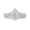 Thumbnail Image 2 of 1-1/2 CT. T.W. Pear-Shaped Diamond Scallop Frame Bridal Set in 14K White Gold (I/SI2)