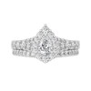 Thumbnail Image 3 of 1-1/2 CT. T.W. Pear-Shaped Diamond Scallop Frame Bridal Set in 14K White Gold (I/SI2)