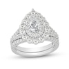 Thumbnail Image 1 of 2 CT. T.W. Pear-Shaped Diamond Scallop Frame Bridal Set in 14K White Gold (I/SI2)