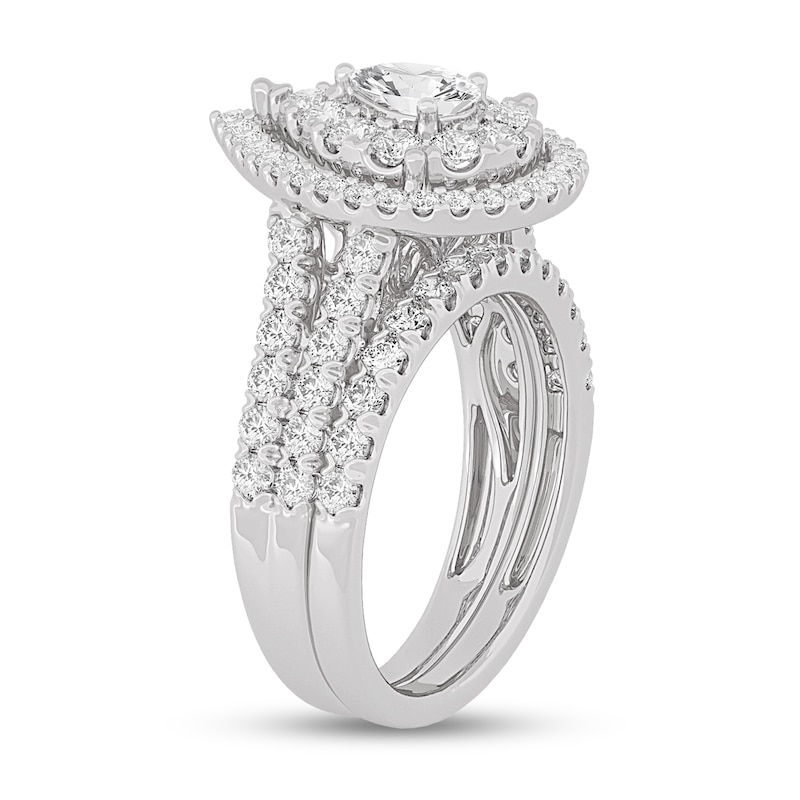 Main Image 2 of 2 CT. T.W. Pear-Shaped Diamond Frame Double Row Bridal Set in 14K White Gold (I/SI2)
