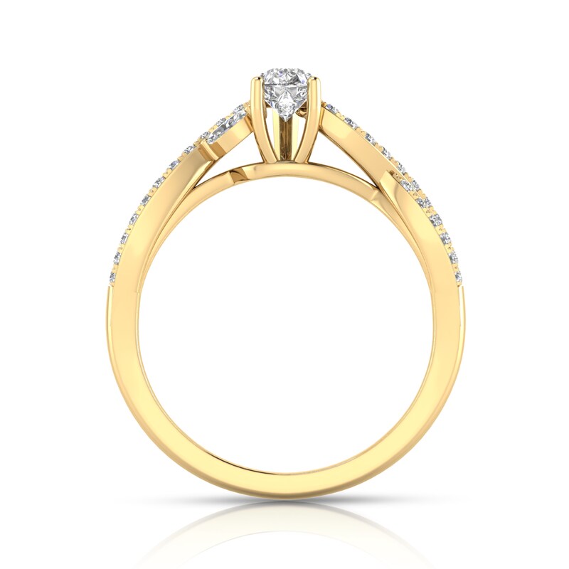 Main Image 2 of 3/4 CT. T.W. Pear-Shaped Diamond Wavy Twist Shank Engagement Ring in 14K Gold