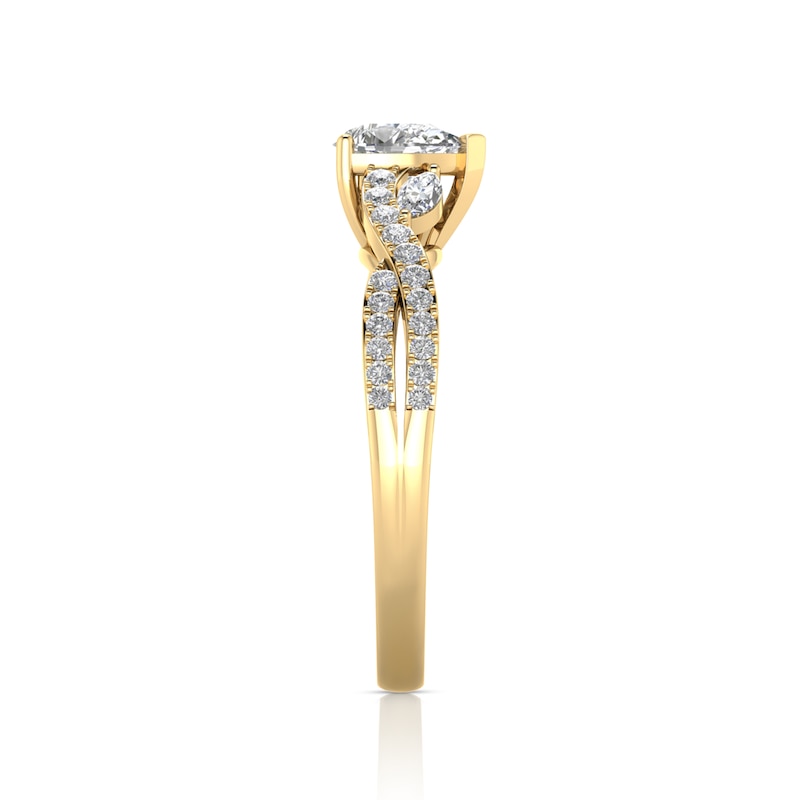 Main Image 3 of 3/4 CT. T.W. Pear-Shaped Diamond Wavy Twist Shank Engagement Ring in 14K Gold
