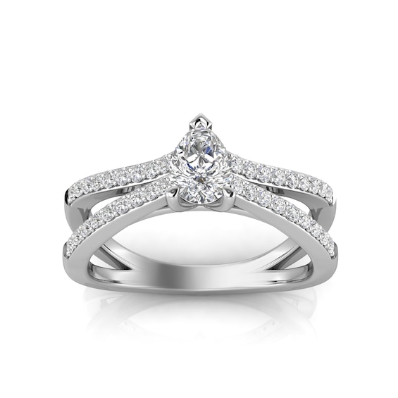 3/4 CT. T.W. Pear-Shaped Diamond Orbit Engagement Ring in 14K White Gold