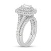 Thumbnail Image 2 of 2 CT. T.W. Emerald-Cut Diamond Scallop Frame Bridal Set in 14K White Gold (I/SI2)