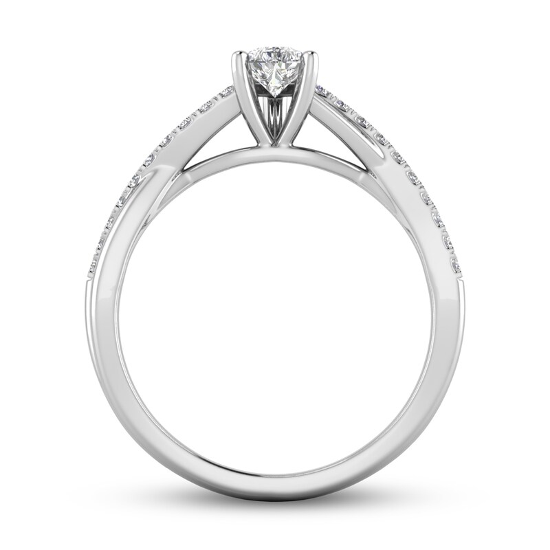 Main Image 2 of 5/8 CT. T.W. Pear-Shaped Diamond Criss-Cross Shank Engagement Ring in 14K White Gold (I/SI2)