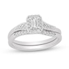 Thumbnail Image 1 of 3/8 CT. T.W. Emerald-Cut Diamond Frame Bypass Bridal Set in 14K White Gold (I/SI2)