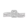 Thumbnail Image 3 of 3/8 CT. T.W. Emerald-Cut Diamond Frame Bypass Bridal Set in 14K White Gold (I/SI2)