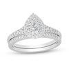 Thumbnail Image 1 of 3/8 CT. T.W. Pear-Shaped Diamond Double Frame Split Shank Bridal Set in 14K White Gold (I/SI2)