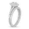 Thumbnail Image 2 of 3/8 CT. T.W. Pear-Shaped Diamond Double Frame Split Shank Bridal Set in 14K White Gold (I/SI2)