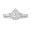 Thumbnail Image 3 of 3/8 CT. T.W. Pear-Shaped Diamond Double Frame Split Shank Bridal Set in 14K White Gold (I/SI2)