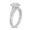 Thumbnail Image 2 of 3/8 CT. T.W. Emerald-Cut Diamond Double Frame Split Shank Bridal Set in 14K White Gold (I/SI2)