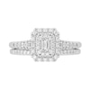 Thumbnail Image 3 of 3/8 CT. T.W. Emerald-Cut Diamond Double Frame Split Shank Bridal Set in 14K White Gold (I/SI2)