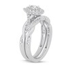 Thumbnail Image 2 of 3/8 CT. T.W. Pear-Shaped Diamond Double Frame Twist Shank Bridal Set in 14K White Gold (I/SI2)