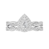 Thumbnail Image 3 of 3/8 CT. T.W. Pear-Shaped Diamond Double Frame Twist Shank Bridal Set in 14K White Gold (I/SI2)