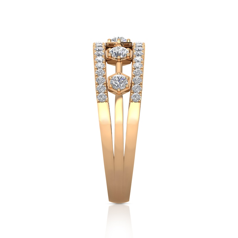Main Image 3 of 3/8 CT. T.W. Diamond Edge Hexagons Band in 10K Rose Gold