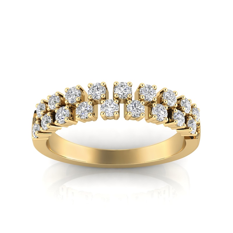 Main Image 1 of 1/2 CT. T.W. Diamond Checkered Double Row Band in 10K Gold