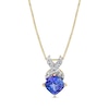 Thumbnail Image 1 of Tilted 6.0mm Cushion-Cut Tanzanite and 1/10 CT. T.W. Diamond "X" Pendant in 10K Gold