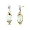 Thumbnail Image 1 of Marquise-Cut Green Quartz and 1/20 CT. T.W. Diamond Dangle Drop Earrings in 14K Gold