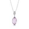 Thumbnail Image 1 of Marquise-Cut Pink Quartz and 1/20 CT. T.W. Diamond Dangle Pendant in 14K White Gold